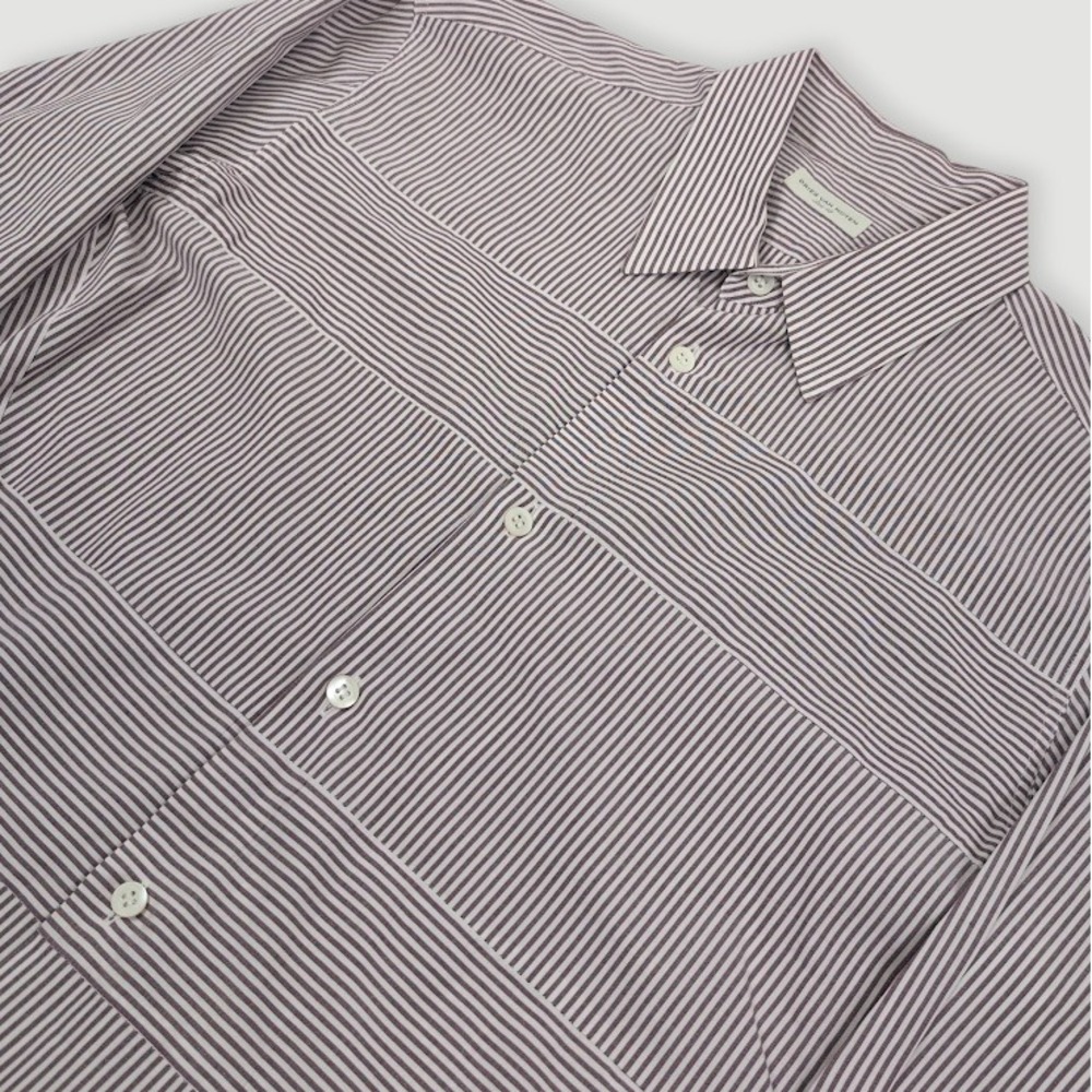 Dries Van Noten Bengal Stripe Button Down Shirt Mens Medium 48 Burgundy White